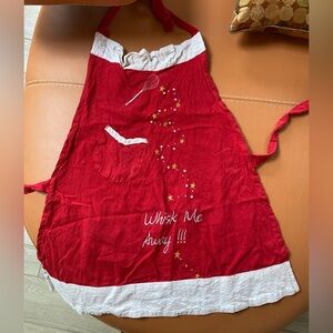 Festive red 100% cotton adjustable ruffled apron